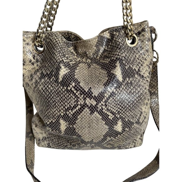 Michael Kors Womens Snake Skin Shoulder Bag With Chain Strap & Crossbody Option - Picture 3 of 11